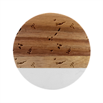 Space Rocket Solar System Pattern Marble Wood Coaster (Round)