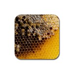 Honeycomb With Bees Rubber Coaster (Square)