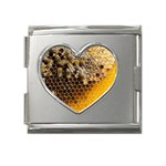 Honeycomb With Bees Mega Link Heart Italian Charm (18mm)