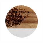 Honeycomb With Bees Marble Wood Coaster (Round)