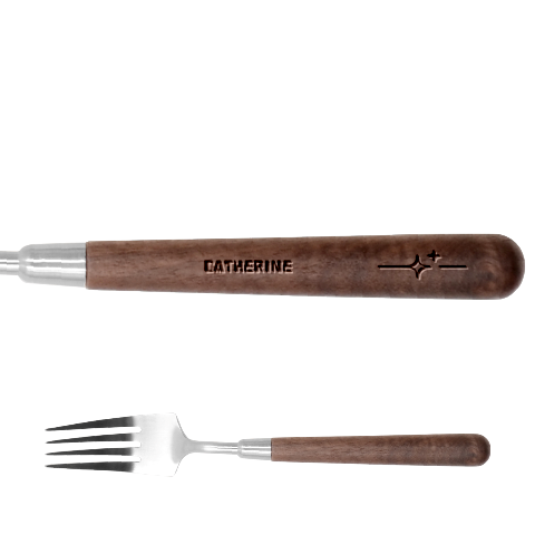 Personalized Shine Stainless Steel Fork with wooden Handle  Stainless Steel Fork With Wooden Handle from UrbanLoad.com Fork