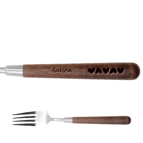 Personalized Heart Name Stainless Steel Fork with wooden Handle  Stainless Steel Fork With Wooden Handle from UrbanLoad.com Fork