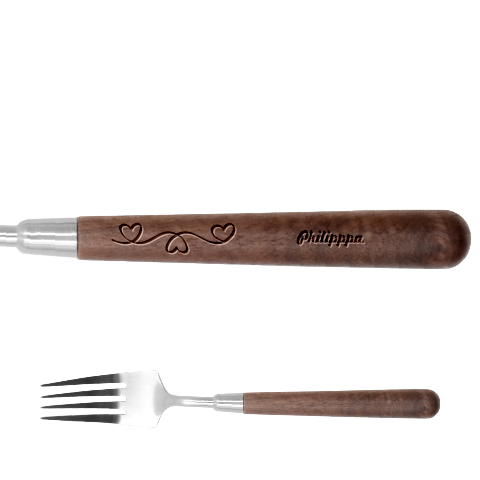 Personalized Heart Line Name Stainless Steel Fork with wooden Handle  Stainless Steel Fork With Wooden Handle from UrbanLoad.com Fork