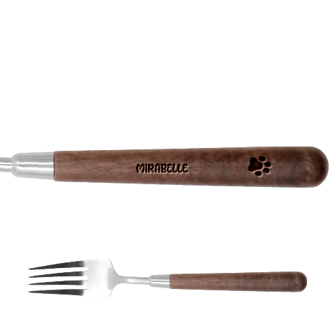 Personalized Pet Foot Name Stainless Steel Fork with wooden Handle  Stainless Steel Fork With Wooden Handle from UrbanLoad.com Fork
