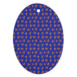 Cute sketchy monsters motif pattern Ornament (Oval)