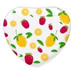 Strawberry Lemons Fruit Heart Glass Fridge Magnet (4 pack)