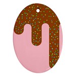 Ice Cream Dessert Food Cake Chocolate Sprinkles Sweet Colorful Drip Sauce Cute Oval Ornament (Two Sides)