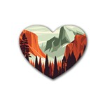 Mountain Travel Canyon Nature Tree Wood Rubber Coaster (Heart)
