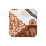 Bohemian Digital Minimalist Boho Style Geometric Abstract Art Rubber Coaster (Square)