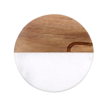 Bohemian Digital Minimalist Boho Style Geometric Abstract Art Classic Marble Wood Coaster (Round) 
