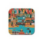 City Painting Town Urban Artwork Rubber Square Coaster (4 pack)
