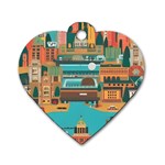 City Painting Town Urban Artwork Dog Tag Heart (Two Sides)