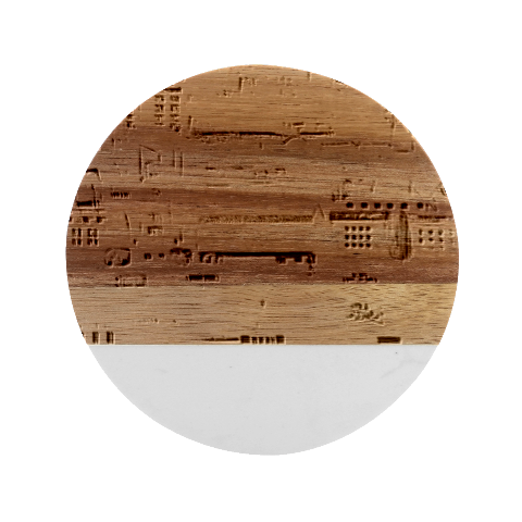 City Painting Town Urban Artwork Marble Wood Coaster (Round) from UrbanLoad.com Front