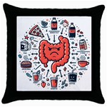 Health Gut Health Intestines Colon Body Liver Human Lung Junk Food Pizza Throw Pillow Case (Black)