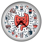 Health Gut Health Intestines Colon Body Liver Human Lung Junk Food Pizza Wall Clock (Silver)
