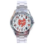 Health Gut Health Intestines Colon Body Liver Human Lung Junk Food Pizza Stainless Steel Analogue Watch