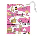 Roadmap Trip Europe Italy Spain France Netherlands Vine Cheese Map Landscape Travel World Journey Drawstring Pouch (5XL)
