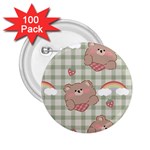 Bear Cartoon Pattern Strawberry Rainbow Nature Animal Cute Design 2.25  Buttons (100 pack) 