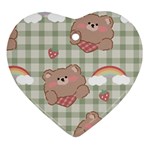 Bear Cartoon Pattern Strawberry Rainbow Nature Animal Cute Design Heart Ornament (Two Sides)
