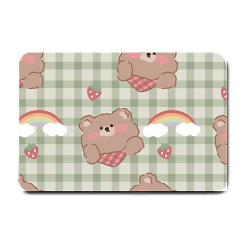 Bear Cartoon Pattern Strawberry Rainbow Nature Animal Cute Design Small Doormat from UrbanLoad.com 24 x16  Door Mat