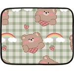 Bear Cartoon Pattern Strawberry Rainbow Nature Animal Cute Design Fleece Blanket (Mini)
