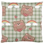 Bear Cartoon Pattern Strawberry Rainbow Nature Animal Cute Design Large Premium Plush Fleece Cushion Case (One Side)