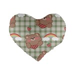 Bear Cartoon Pattern Strawberry Rainbow Nature Animal Cute Design Standard 16  Premium Flano Heart Shape Cushions
