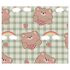 Bear Cartoon Pattern Strawberry Rainbow Nature Animal Cute Design Zipper Large Tote Bag from UrbanLoad.com Front
