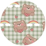 Bear Cartoon Pattern Strawberry Rainbow Nature Animal Cute Design Wooden Bottle Opener (Round)
