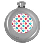 Abstract Art Pattern Colorful Artistic Flower Nature Spring Round Hip Flask (5 oz)