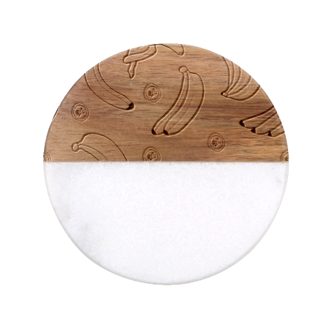 Pattern Bananas Fruit Tropical Seamless Texture Graphics Classic Marble Wood Coaster (Round)  from UrbanLoad.com Front