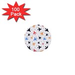 Airplane Pattern Plane Aircraft Fabric Style Simple Seamless 1  Mini Buttons (100 pack) 