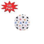 Airplane Pattern Plane Aircraft Fabric Style Simple Seamless 1  Mini Magnets (100 pack) 