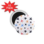 Airplane Pattern Plane Aircraft Fabric Style Simple Seamless 1.75  Magnets (10 pack) 