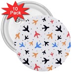 Airplane Pattern Plane Aircraft Fabric Style Simple Seamless 3  Buttons (10 pack) 