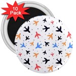Airplane Pattern Plane Aircraft Fabric Style Simple Seamless 3  Magnets (10 pack) 