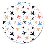 Airplane Pattern Plane Aircraft Fabric Style Simple Seamless Magnet 5  (Round)