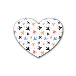 Airplane Pattern Plane Aircraft Fabric Style Simple Seamless Rubber Heart Coaster (4 pack)
