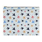 Airplane Pattern Plane Aircraft Fabric Style Simple Seamless Cosmetic Bag (XL)