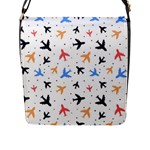Airplane Pattern Plane Aircraft Fabric Style Simple Seamless Flap Closure Messenger Bag (L)