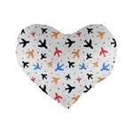 Airplane Pattern Plane Aircraft Fabric Style Simple Seamless Standard 16  Premium Flano Heart Shape Cushions