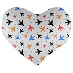 Airplane Pattern Plane Aircraft Fabric Style Simple Seamless Large 19  Premium Flano Heart Shape Cushions