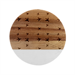 Airplane Pattern Plane Aircraft Fabric Style Simple Seamless Marble Wood Coaster (Round)