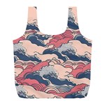 Waves Ocean Sea Water Pattern Rough Seas Digital Art Nature Nautical Full Print Recycle Bag (L)