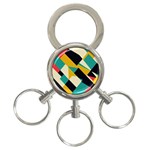 Geometric Pattern Retro Colorful Abstract 3-Ring Key Chain