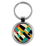 Geometric Pattern Retro Colorful Abstract Key Chain (Round)