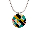 Geometric Pattern Retro Colorful Abstract 1  Button Necklace