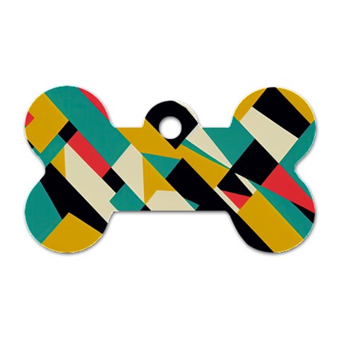 Geometric Pattern Retro Colorful Abstract Dog Tag Bone (Two Sides) from UrbanLoad.com Front