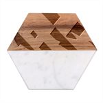 Geometric Pattern Retro Colorful Abstract Marble Wood Coaster (Hexagon) 