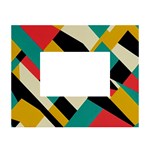 Geometric Pattern Retro Colorful Abstract White Tabletop Photo Frame 4 x6 